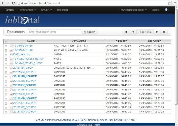 A screenshot of job registration screen in labPortal